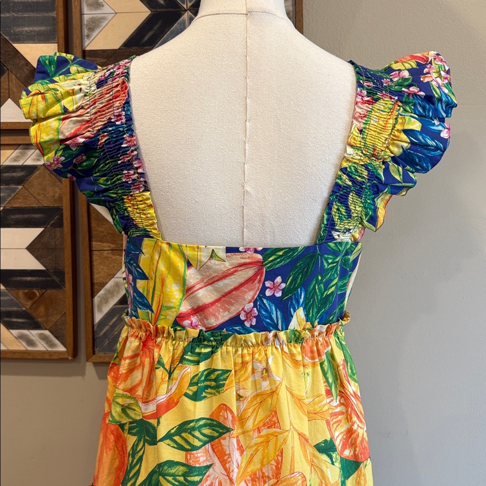 FARM Rio Caipirinha Mini Dress Tropical Print Ruffle Tiered Sundress size Small - Picture 7 of 13